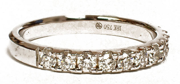Prong Set 18 Karat White Wedding Band