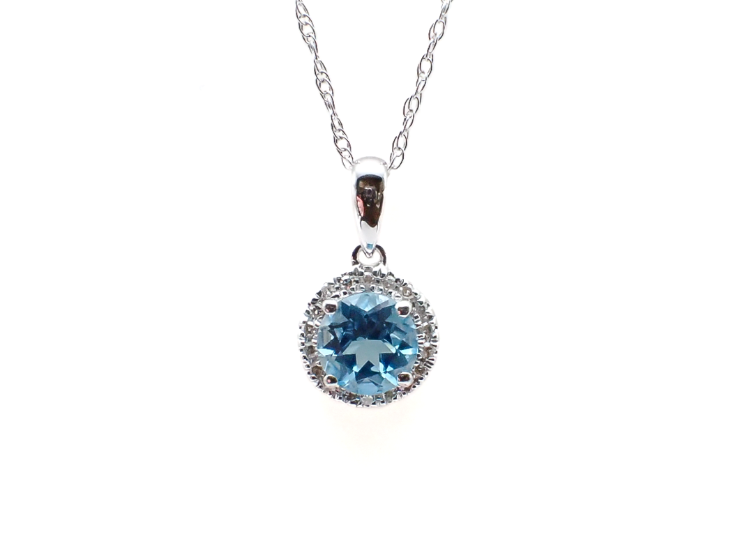 10 Karat White Blue Topaz Pendant