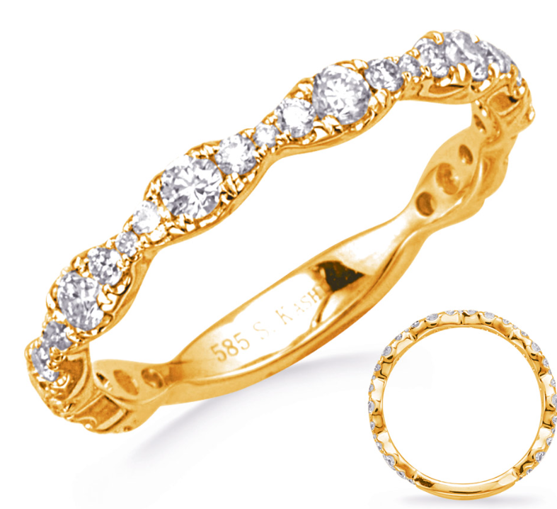 Shared Prong 14 Karat Yellow Wedding Band