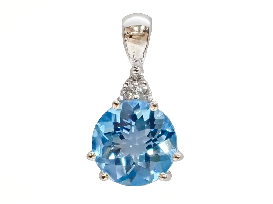 BLUE TOPAZ AND DIAMOND PENDANT