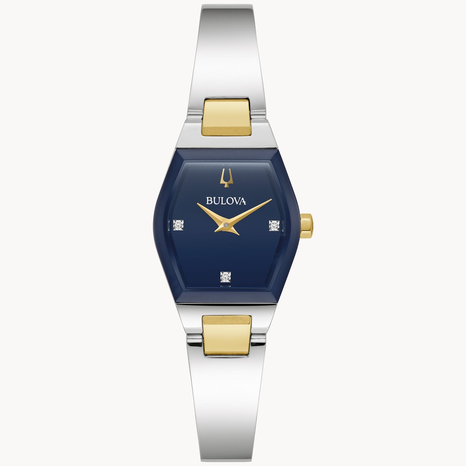 LADIES BULOVA TWO TONE BLUE DIAMOND DIAL WATCH