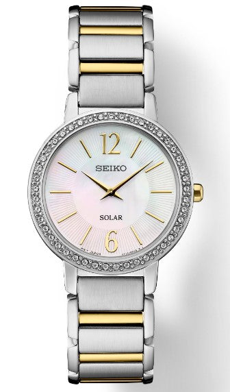 LADIES SEIKO SOLAR TWO TONE MOTHER OF PEARL DIAL