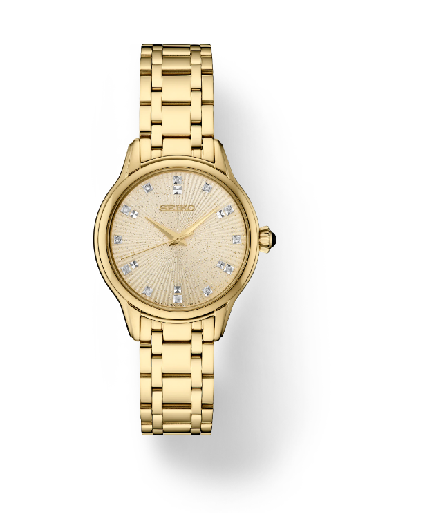 SEIKO YELLOW TONE DIAMOND CHAMPAGNE DIAL