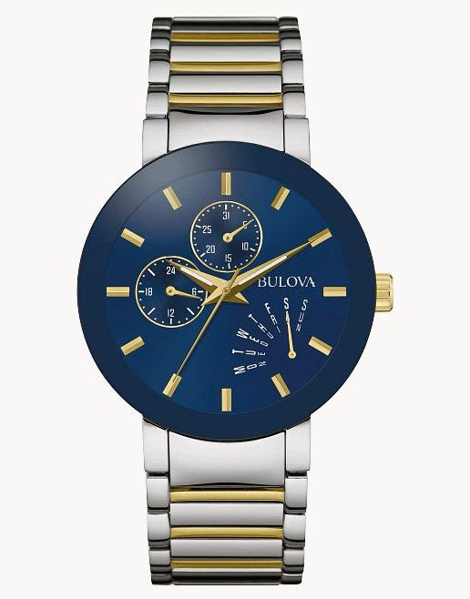 GENTS BULOVA TWO TONE BLUE DIAL WATCH