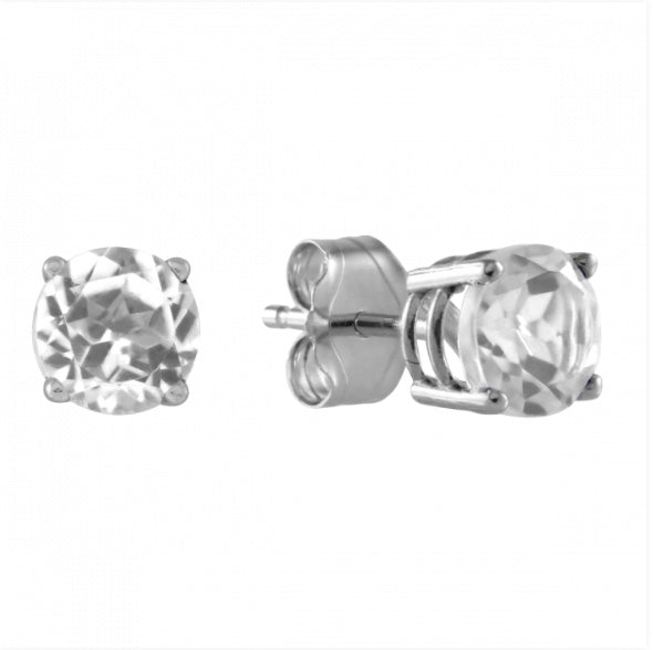 Stud 14 Karat White Garnet Earring