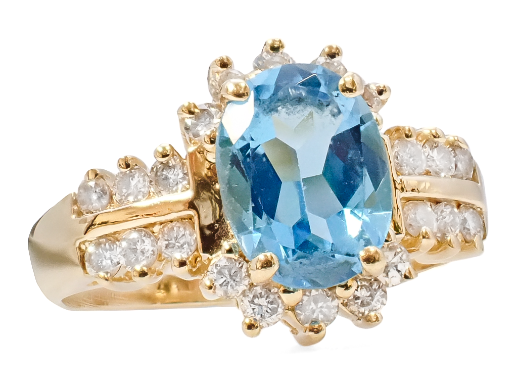 BLUE TOPAZ AND DIAMOND RING