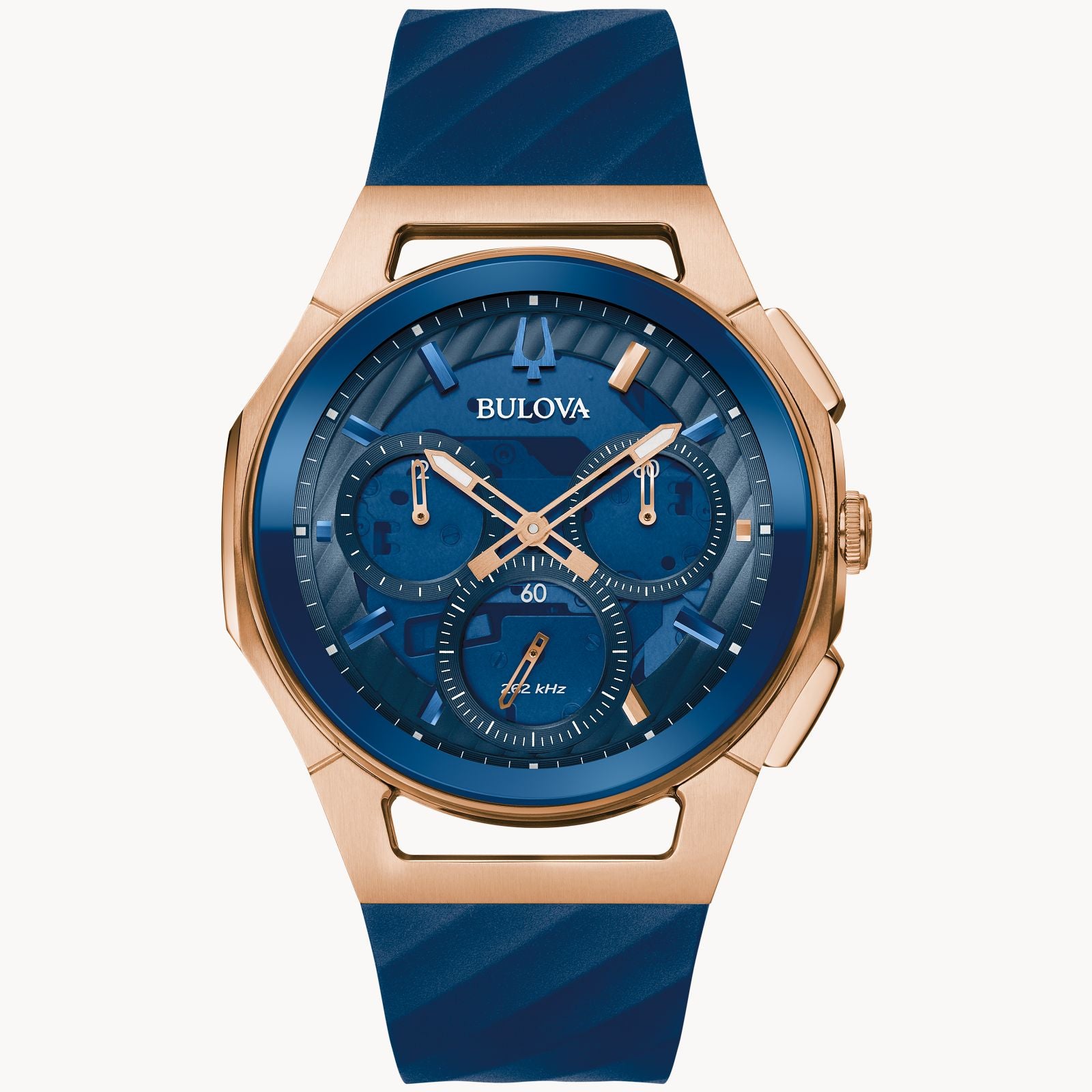 BULOVA CURVE CHRONO. BLUE DIAL WATCH