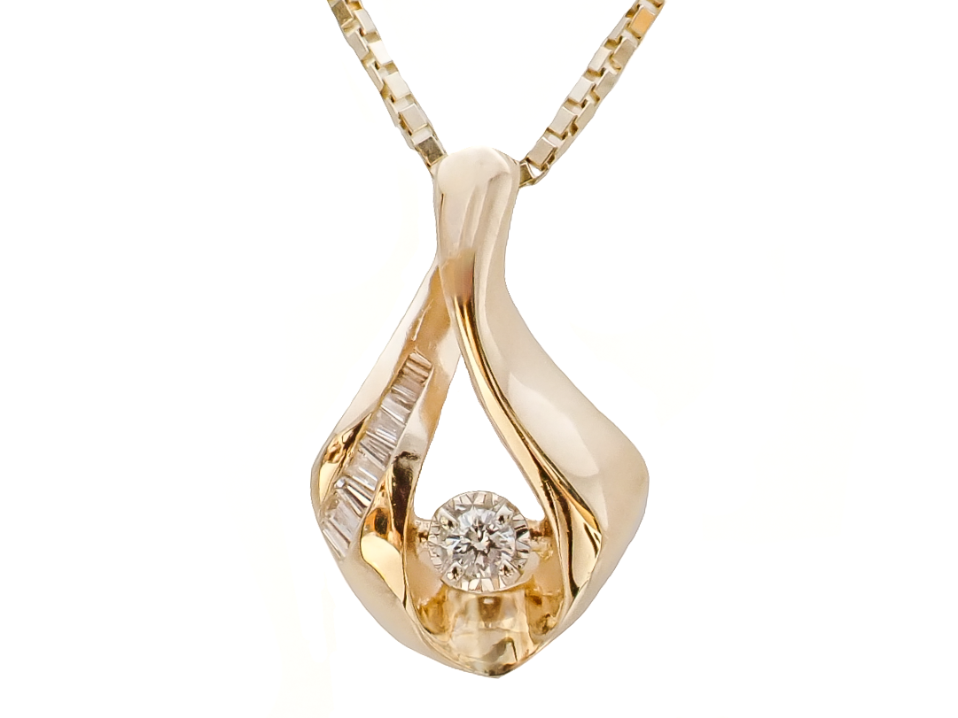 DIAMOND SLIDE PENDANT WITH 20" BOX CHAIN
