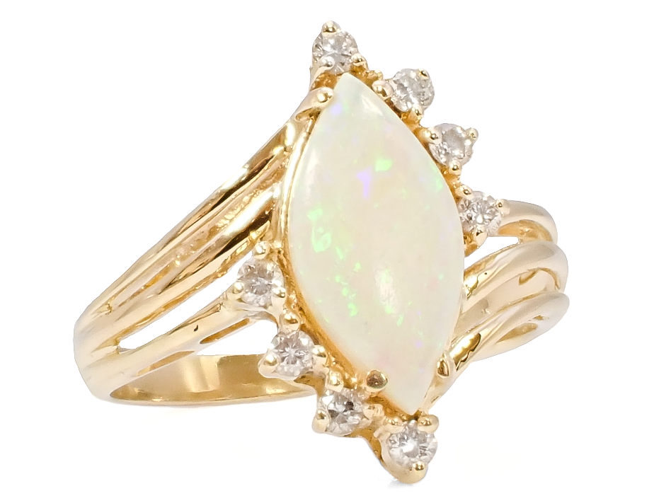 14KY OPAL AND DIAMOND RING