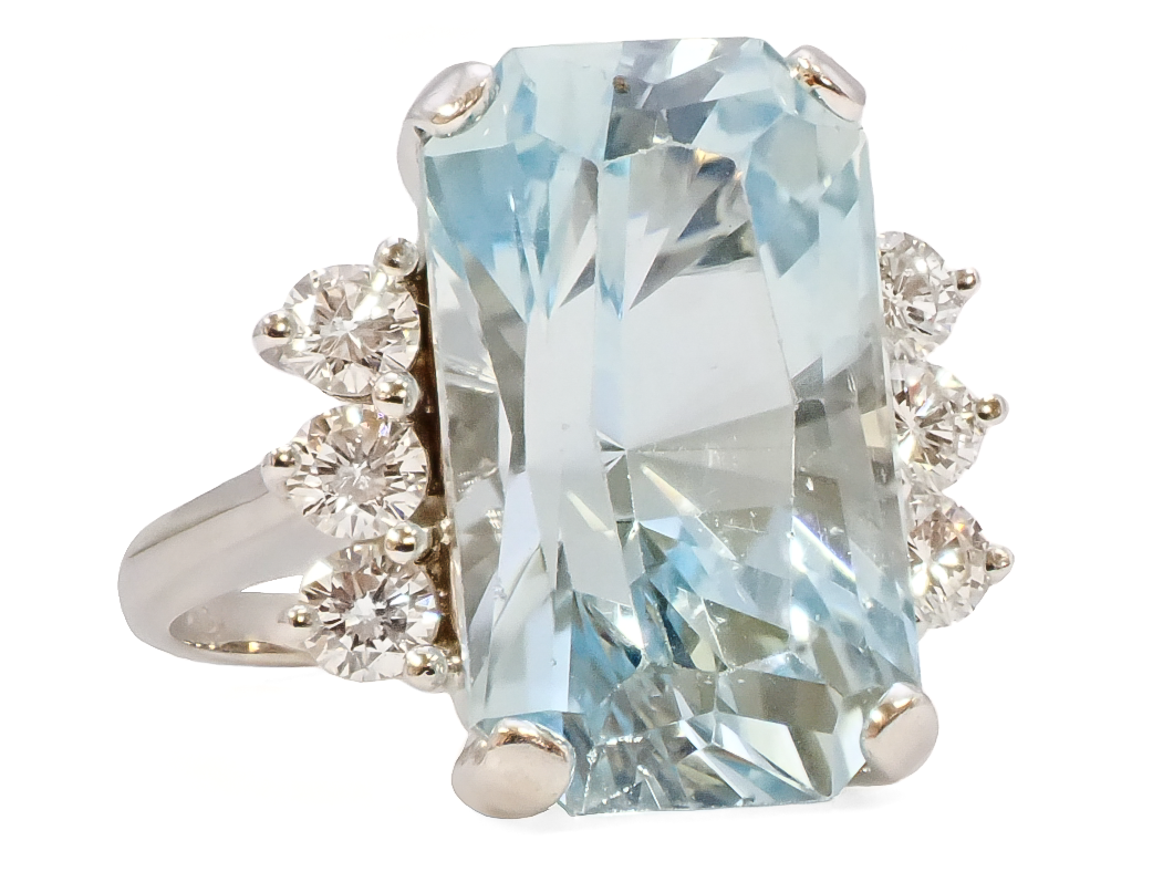 AQUA AND DIAMOND RING