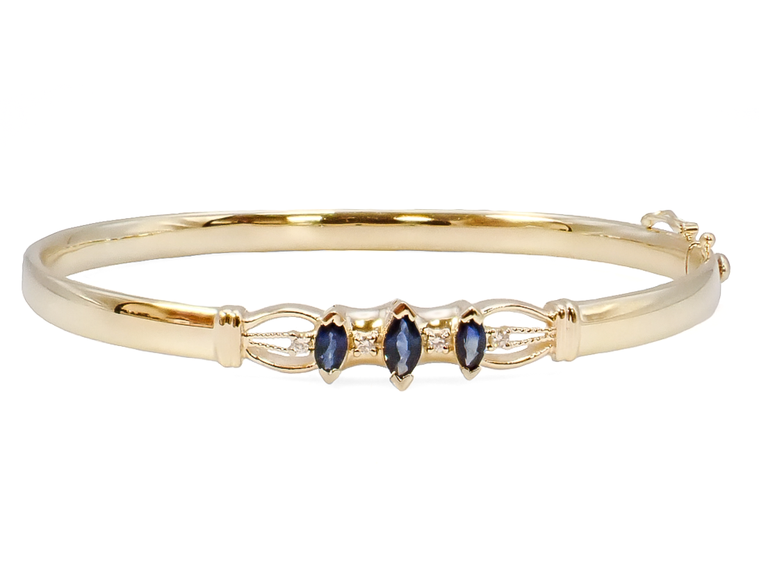 SAPPHIRE AND DIAMOND HINGED BANGLE BRACELET