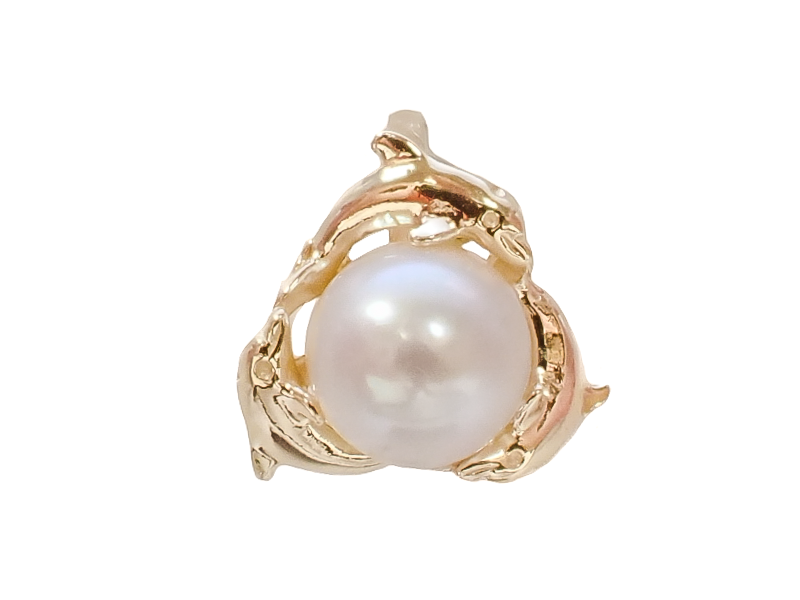 14KY DOLPHIN PEARL PENDANT