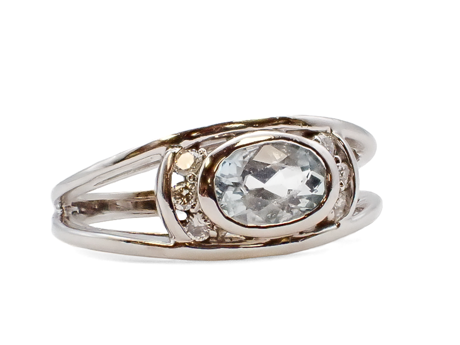 AQUA AND DIAMOND RING