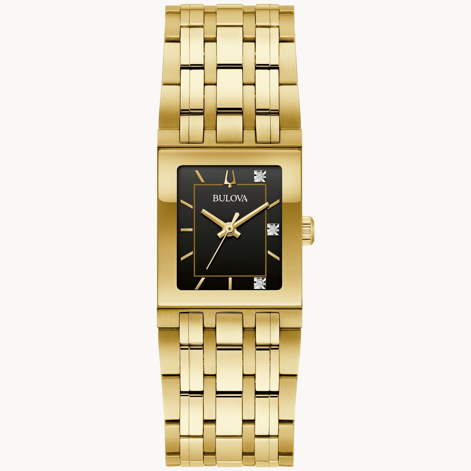 LADIES BULOVA YELLOW TONE BLACK DIAL WATCH