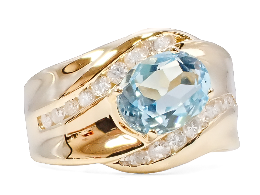 BLUE TOPAZ AND DIAMOND RING