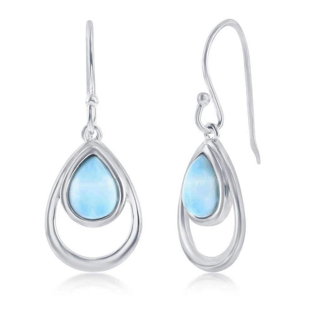 Silver Larimar Drop Earrings