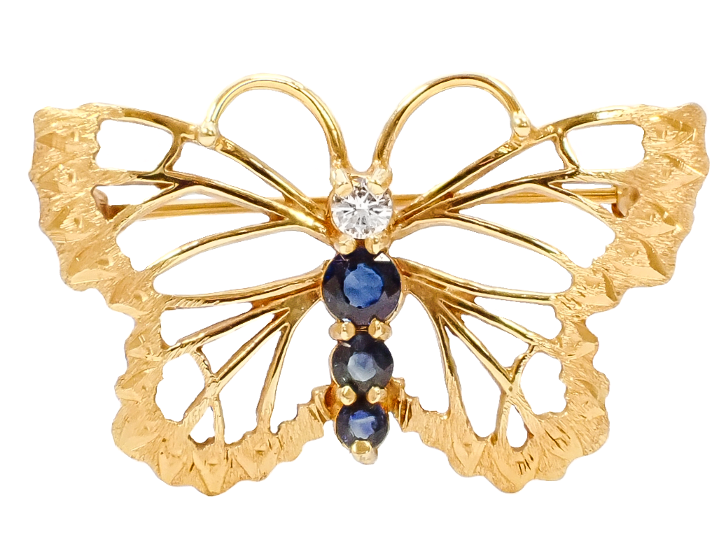 SAPPHIRE AND DIAMOND BUTTERFLY BROOCH