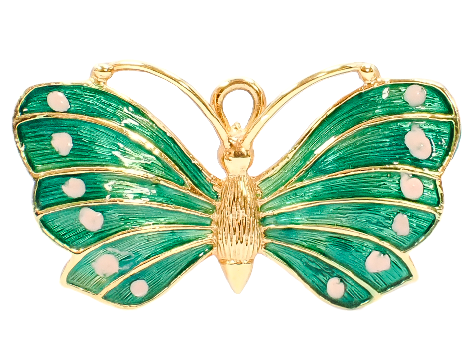 GREEN ENAMELED BUTTERFLY PIN