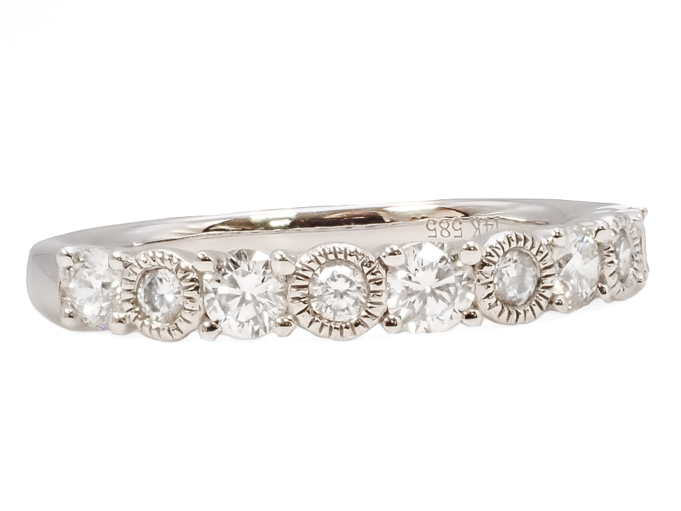 Prong Set 14 Karat White Wedding Band